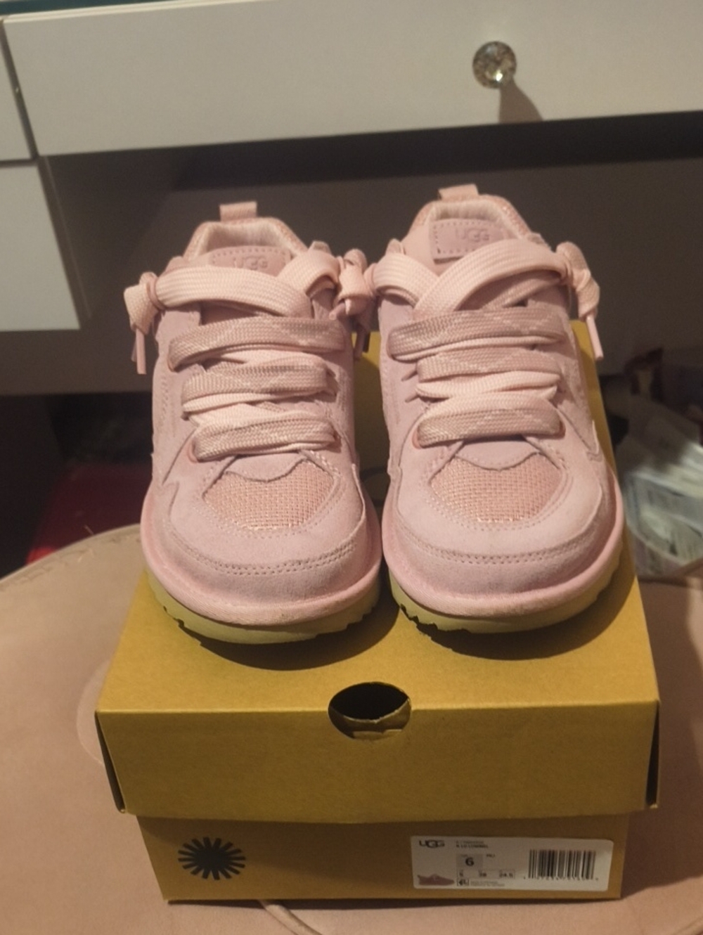 UGG Kids Pink Suede & Mesh Sneakers